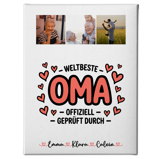 Wandbild Oma Fotocollage Oma Weltbeste Oma Offiziell Geprüft Durch personalisiertes Geschenk 1