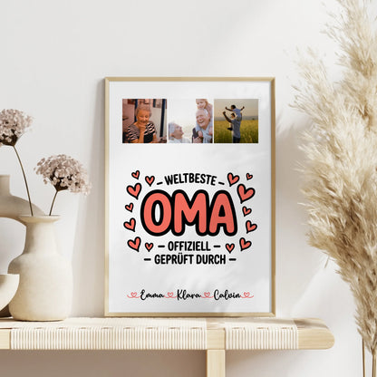 Poster Oma Fotocollage Oma Weltbeste Oma Offiziell Geprüft Durch personalisiertes Geschenk