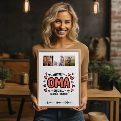 Poster Oma Fotocollage Oma Weltbeste Oma Offiziell Geprüft Durch personalisiertes Geschenk