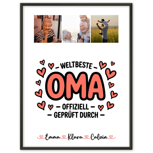 Poster Oma Fotocollage Oma Weltbeste Oma Offiziell Geprüft Durch personalisiertes Geschenk