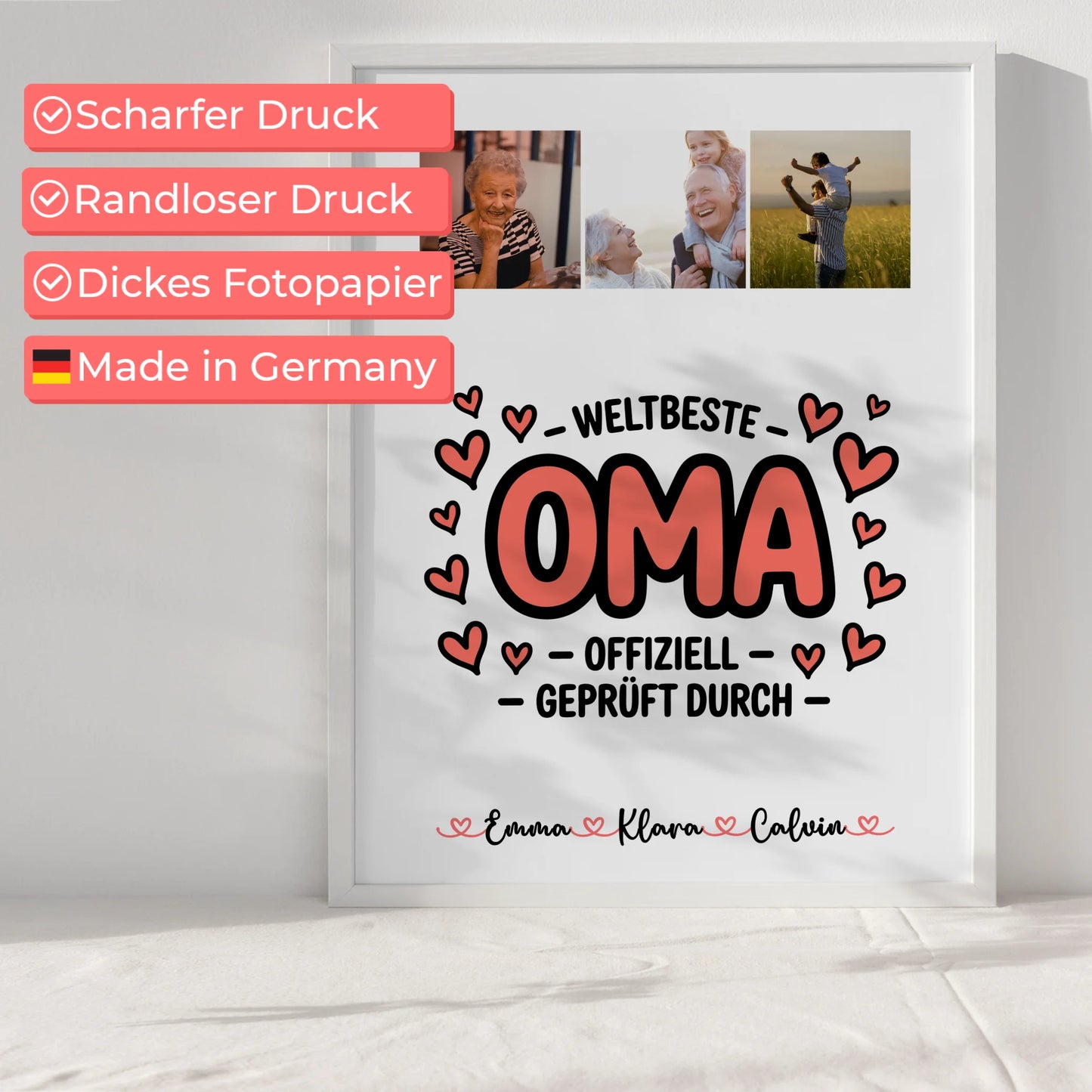 Poster Oma Fotocollage Oma Weltbeste Oma Offiziell Geprüft Durch personalisiertes Geschenk