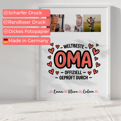 Poster Oma Fotocollage Oma Weltbeste Oma Offiziell Geprüft Durch personalisiertes Geschenk