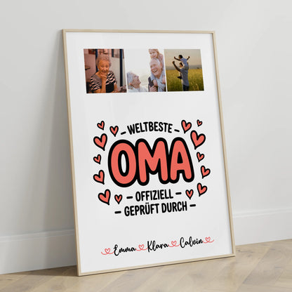 Poster Oma Fotocollage Oma Weltbeste Oma Offiziell Geprüft Durch personalisiertes Geschenk