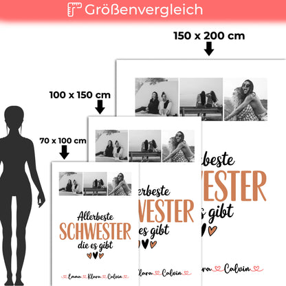 Personalisierte Decke Schwester Fotocollage für Schwester Allerbeste Schwester Die Es Gibt Geschenk 5