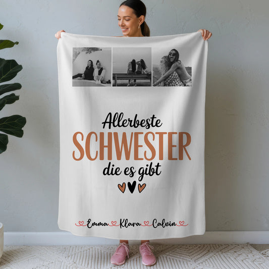 Personalisierte Decke Schwester Fotocollage für Schwester Allerbeste Schwester Die Es Gibt Geschenk 1