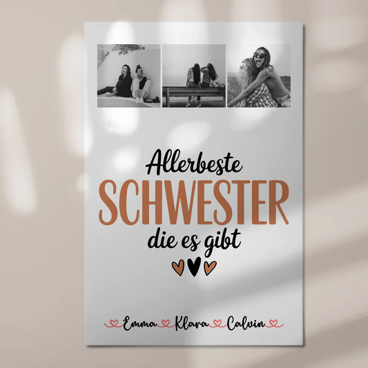 Magnetposter Fotoboard Fotocollage für Schwester Allerbeste Schwester Die Es Gibt personalisiertes Geschenk 1