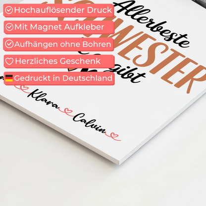 Magnetposter Fotoboard Fotocollage für Schwester Allerbeste Schwester Die Es Gibt personalisiertes Geschenk 4
