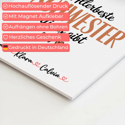 Magnetposter Fotoboard Fotocollage für Schwester Allerbeste Schwester Die Es Gibt personalisiertes Geschenk 10