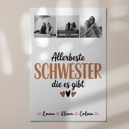 Magnetposter Fotoboard Fotocollage für Schwester Allerbeste Schwester Die Es Gibt personalisiertes Geschenk