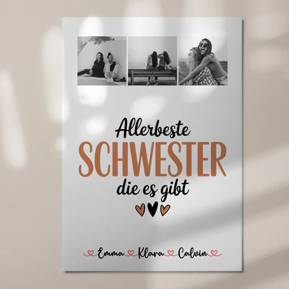 Magnetposter Fotoboard Fotocollage für Schwester Allerbeste Schwester Die Es Gibt personalisiertes Geschenk