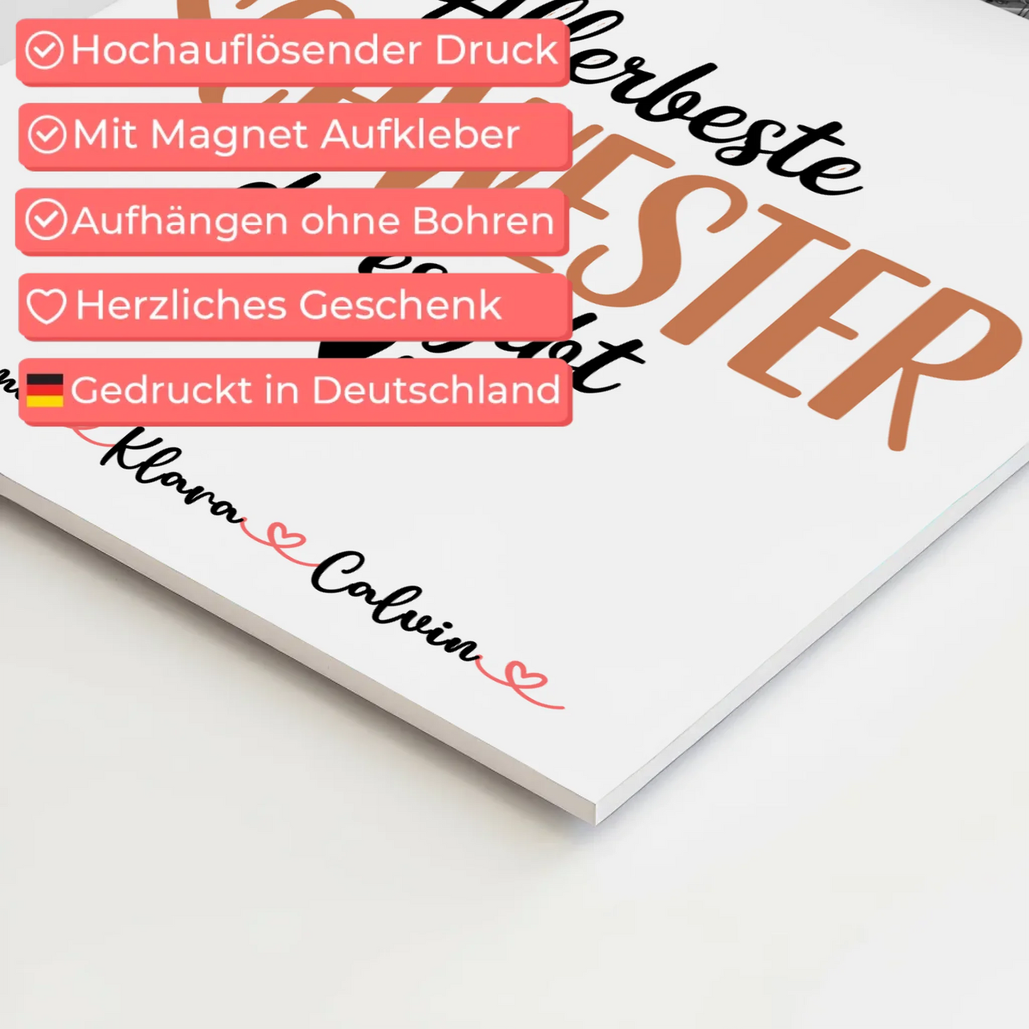 Magnetposter Fotoboard Fotocollage für Schwester Allerbeste Schwester Die Es Gibt personalisiertes Geschenk