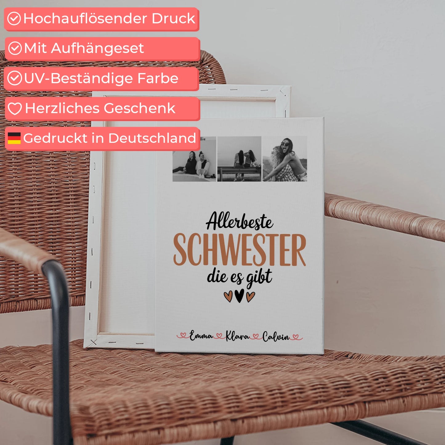Personalisierte Leinwand Schwester Fotocollage für Schwester Allerbeste Schwester Die Es Gibt Geschenk 5