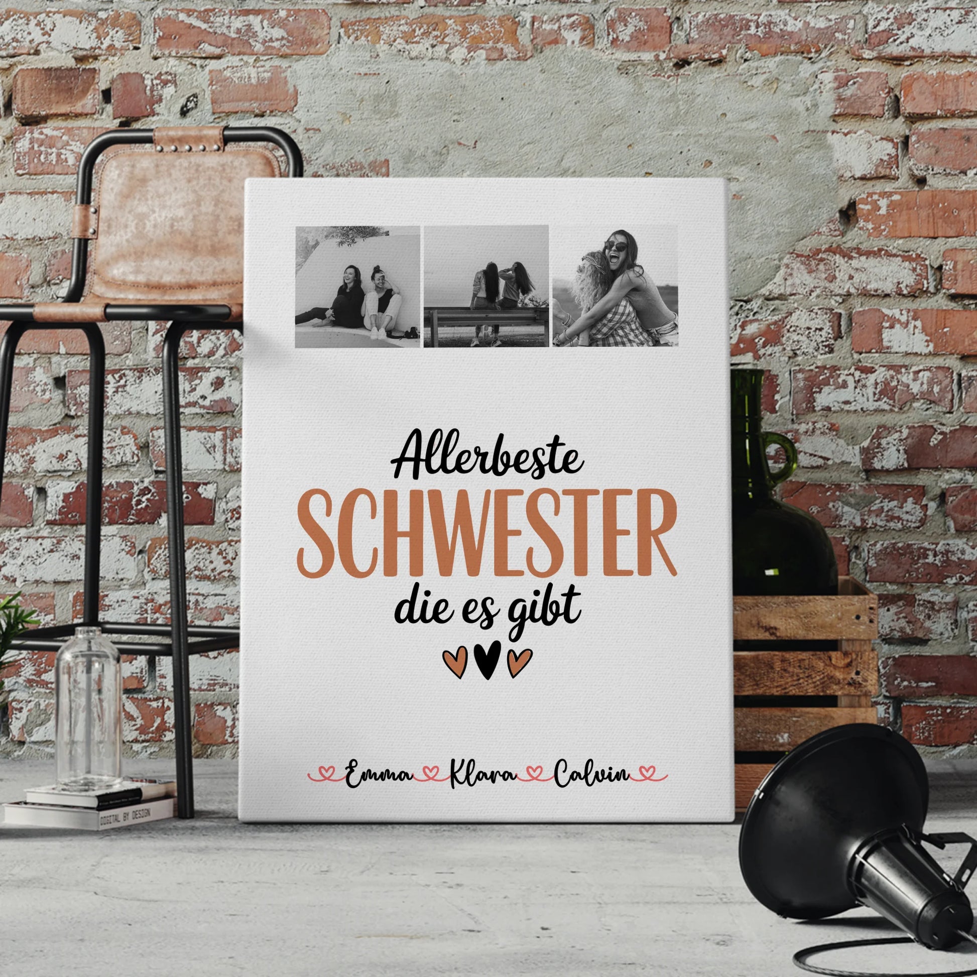 Personalisierte Leinwand Schwester Fotocollage für Schwester Allerbeste Schwester Die Es Gibt Geschenk 4