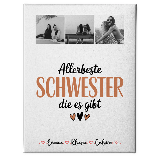 Personalisierte Leinwand Schwester Fotocollage für Schwester Allerbeste Schwester Die Es Gibt Geschenk 1