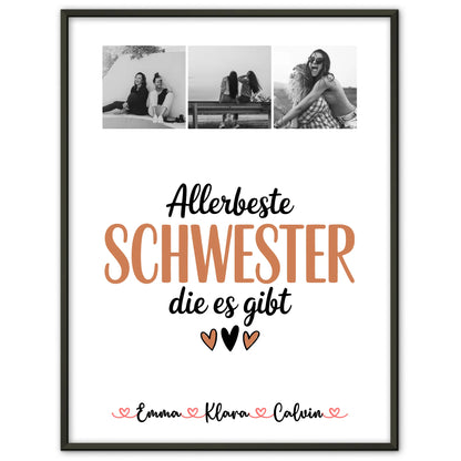 Schwester Poster Personalisiert Fotocollage für Schwester Allerbeste Schwester Die Es Gibt