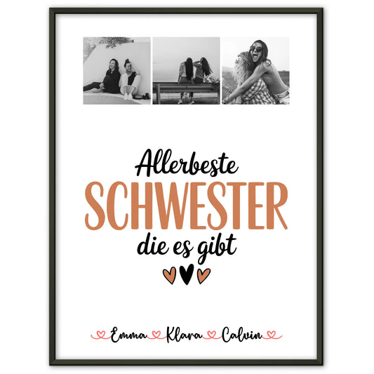 Schwester Poster Personalisiert Fotocollage für Schwester Allerbeste Schwester Die Es Gibt