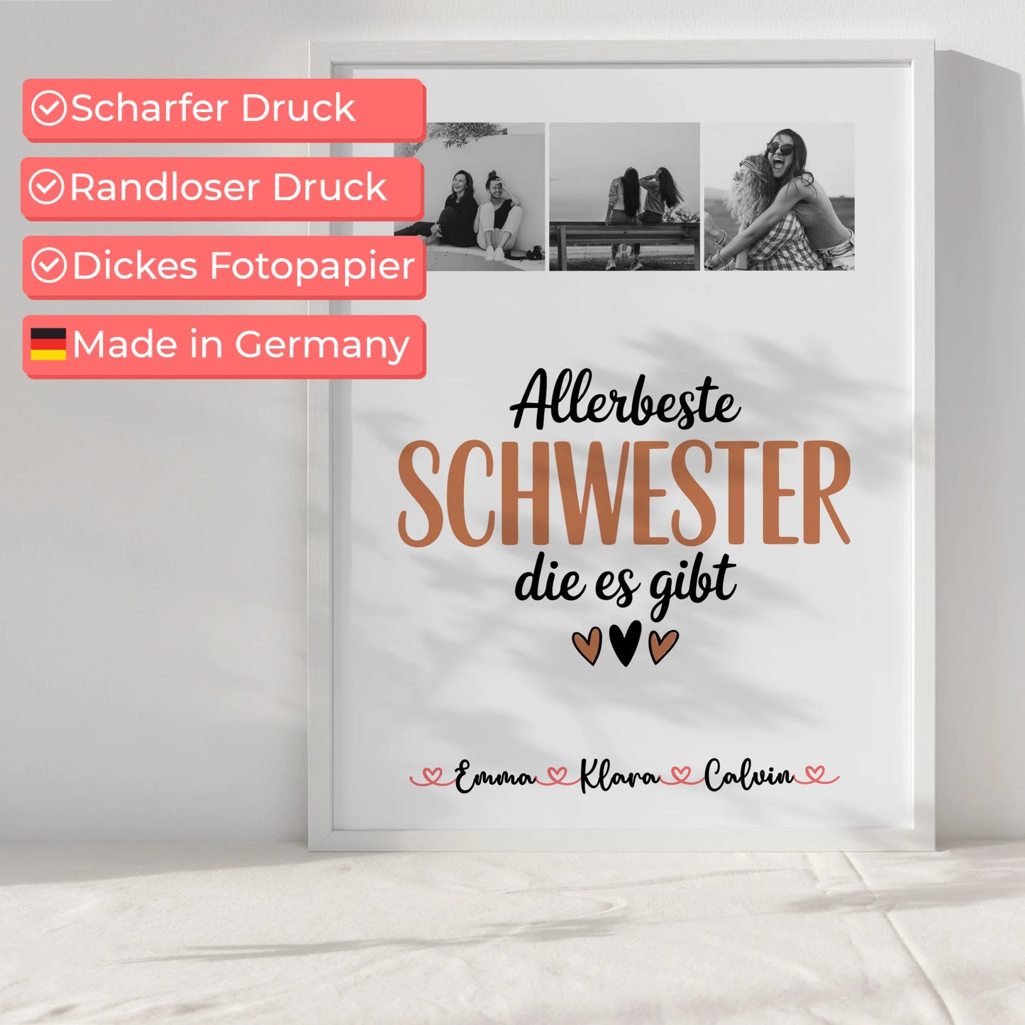 Schwester Poster Personalisiert Fotocollage für Schwester Allerbeste Schwester Die Es Gibt