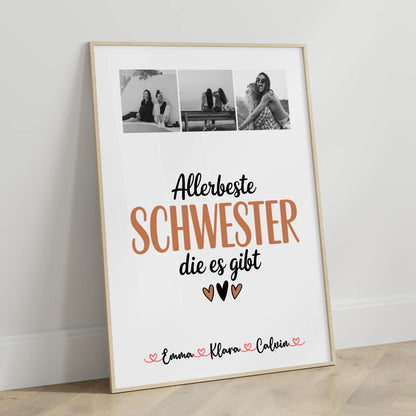 Schwester Poster Personalisiert Fotocollage für Schwester Allerbeste Schwester Die Es Gibt