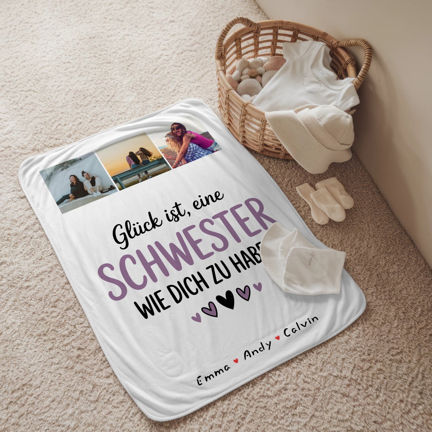 Personalisierte Decke Schwester mit Schwester Fotocollage Glück Ist eine Schwester Wie Dich Zu Haben 2