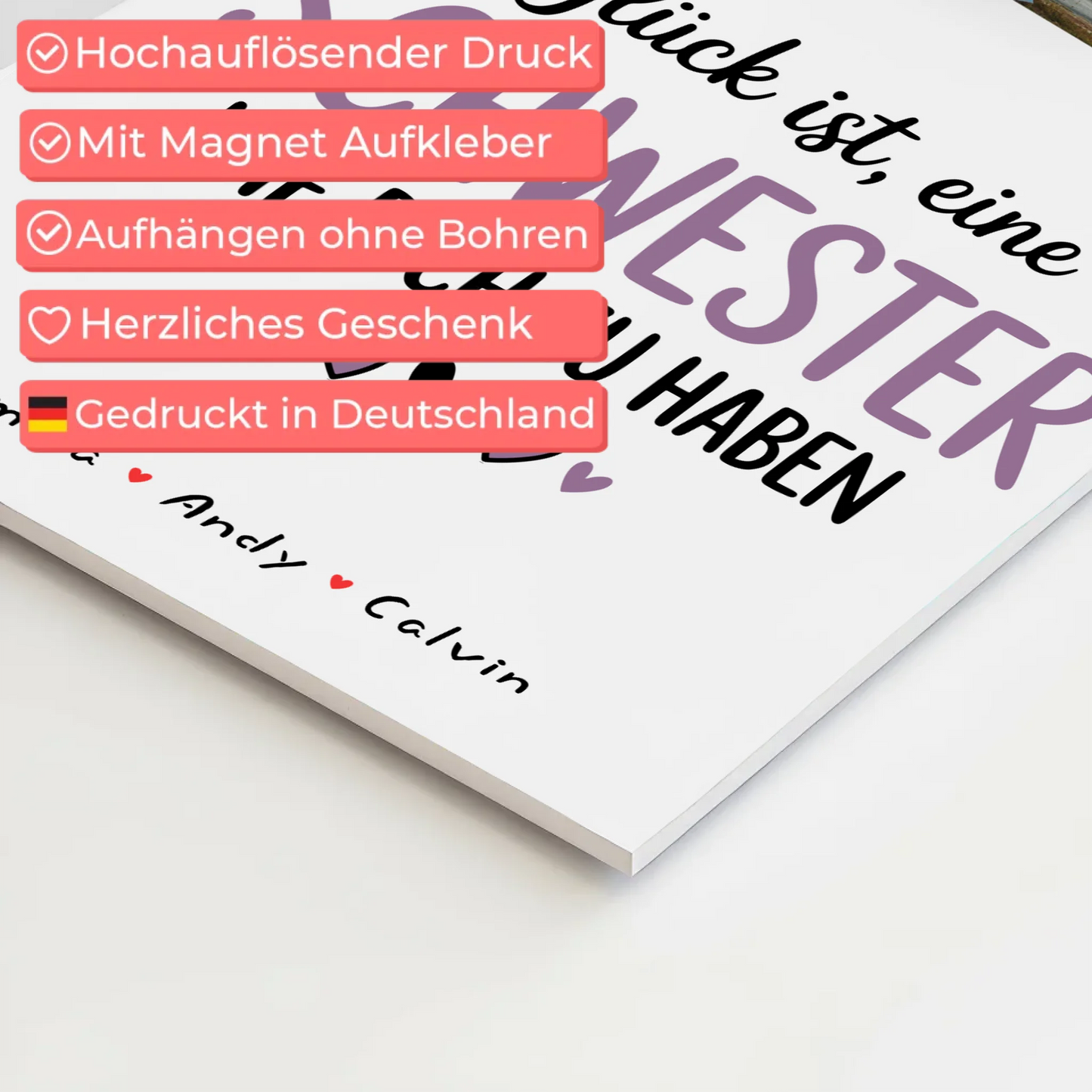 Personalisiertes Fotoboard Poster Magnetisch für Schwester Fotocollage Glück Ist eine Schwester Wie Dich Zu Haben 4