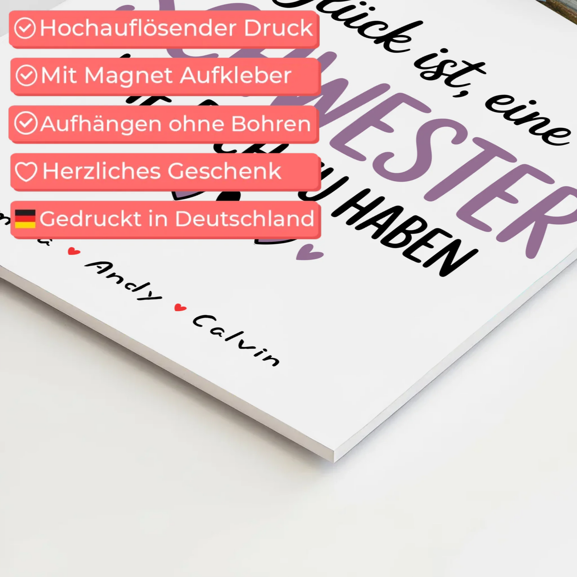 Personalisiertes Fotoboard Poster Magnetisch für Schwester Fotocollage Glück Ist eine Schwester Wie Dich Zu Haben 4