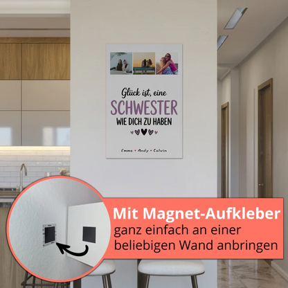 Personalisiertes Fotoboard Poster Magnetisch für Schwester Fotocollage Glück Ist eine Schwester Wie Dich Zu Haben