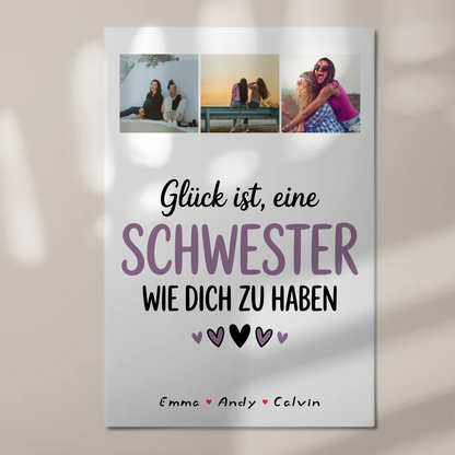 Personalisiertes Fotoboard Poster Magnetisch für Schwester Fotocollage Glück Ist eine Schwester Wie Dich Zu Haben