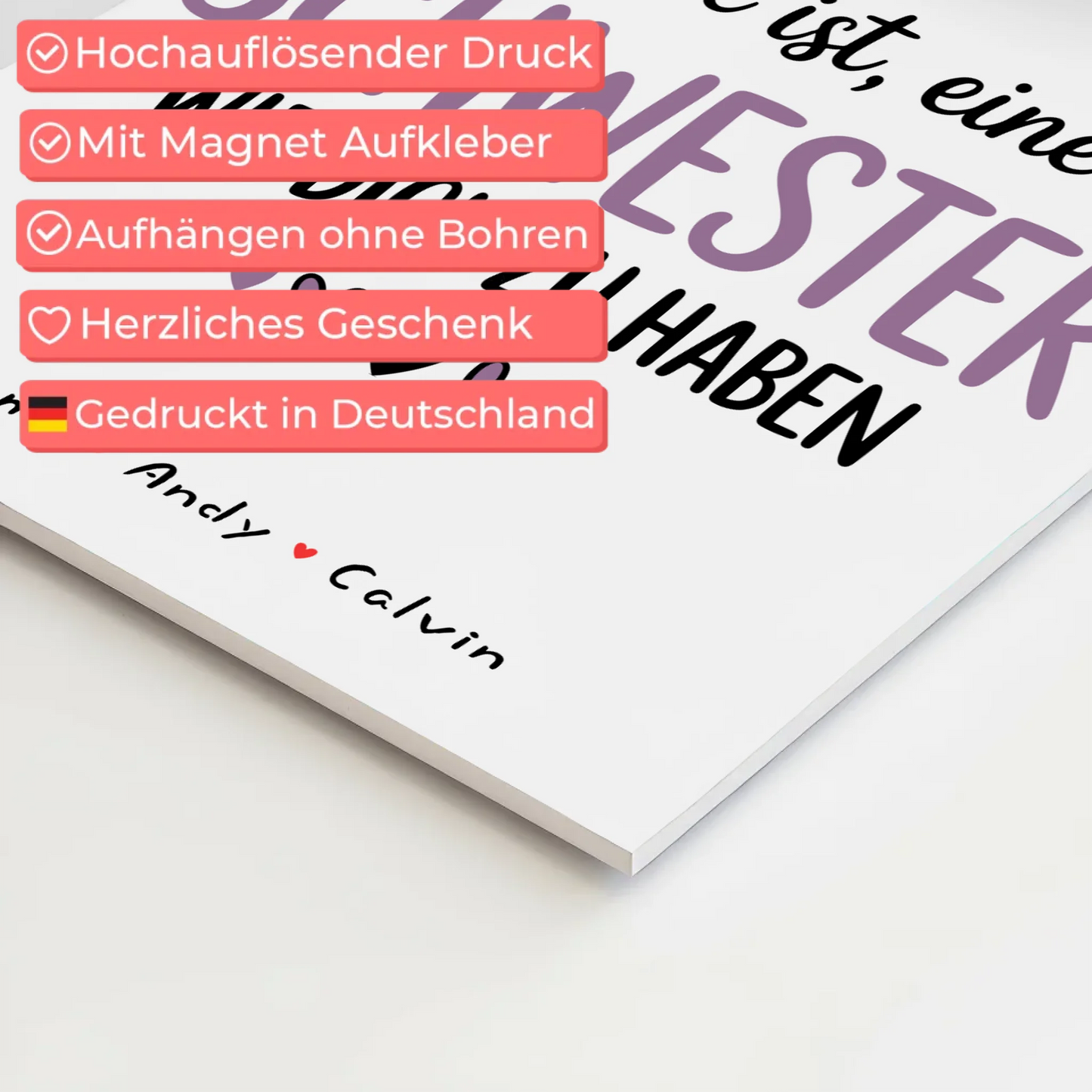 Personalisiertes Fotoboard Poster Magnetisch für Schwester Fotocollage Glück Ist eine Schwester Wie Dich Zu Haben