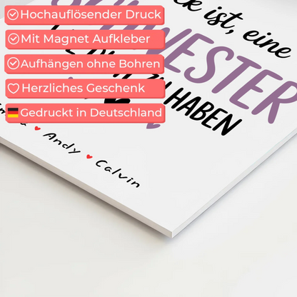 Personalisiertes Fotoboard Poster Magnetisch für Schwester Fotocollage Glück Ist eine Schwester Wie Dich Zu Haben