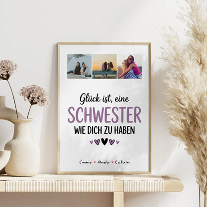 Personalisiertes Poster Schwester Fotocollage Glück Ist eine Schwester Wie Dich Zu Haben