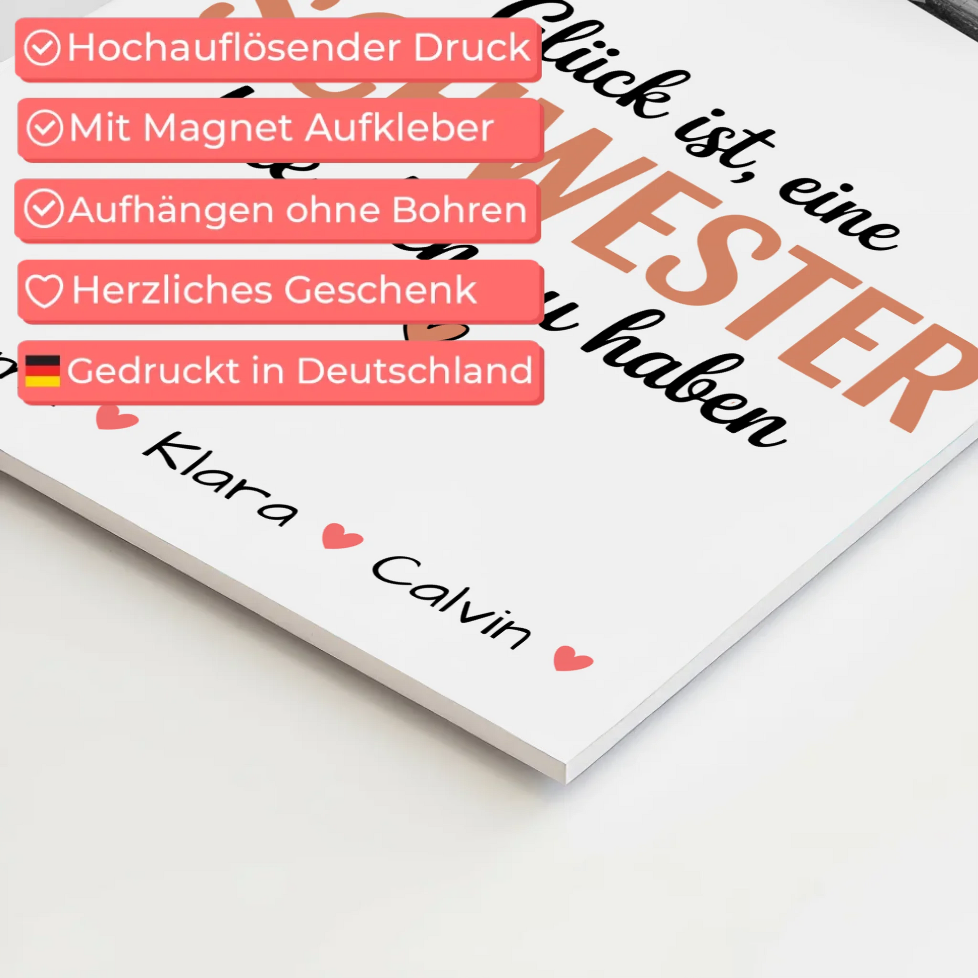 Fotoboard Magnet Wandbild Geschenk Fotocollage Schwester Glück Ist eine Schwester Wie Dich Zu Haben 4