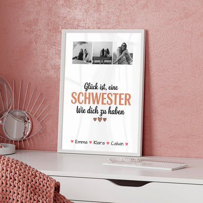 Personalisiertes Poster Schwester Geschenk Fotocollage Schwester Glück Ist eine Schwester Wie Dich Zu Haben