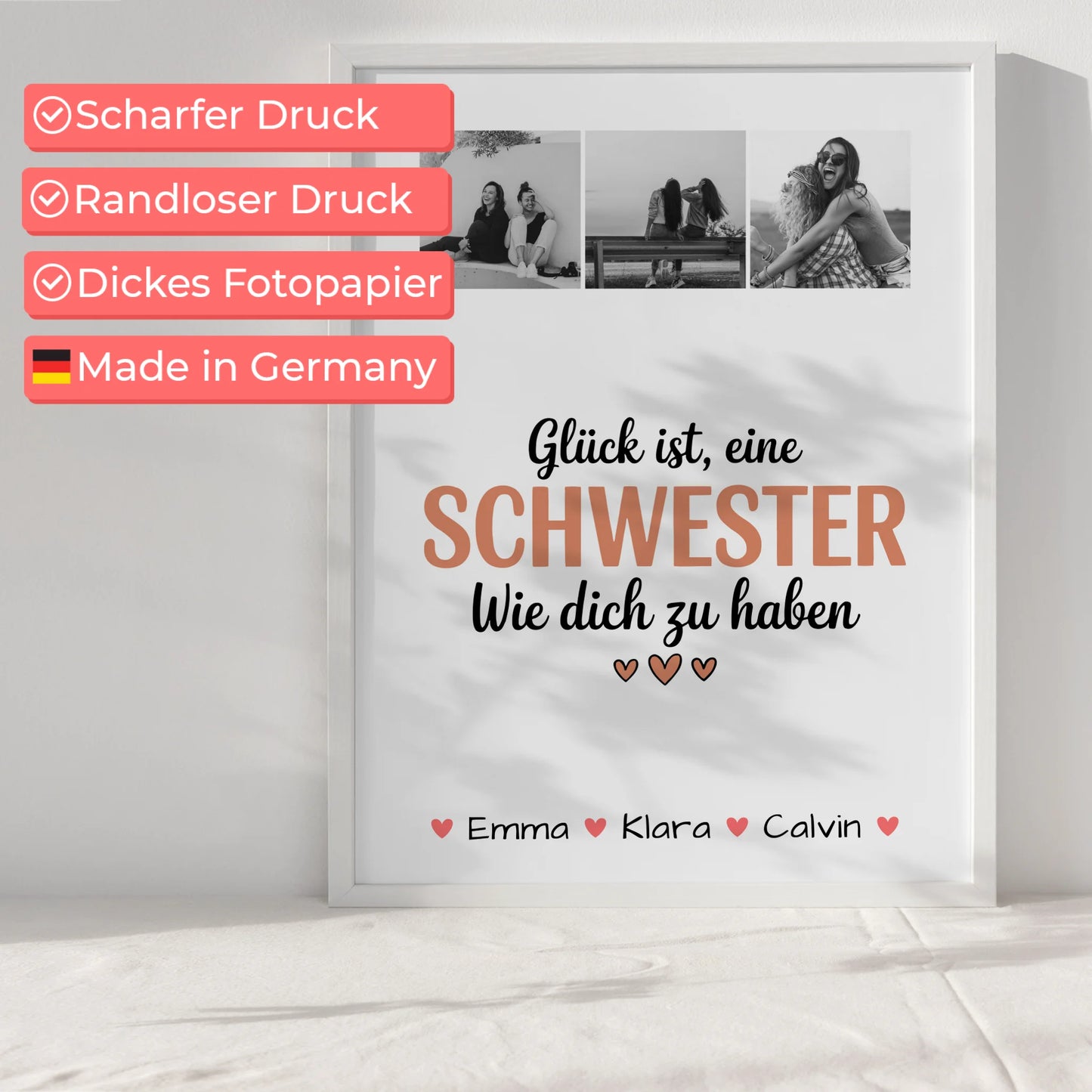 Personalisiertes Poster Schwester Geschenk Fotocollage Schwester Glück Ist eine Schwester Wie Dich Zu Haben