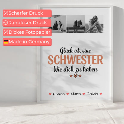Personalisiertes Poster Schwester Geschenk Fotocollage Schwester Glück Ist eine Schwester Wie Dich Zu Haben