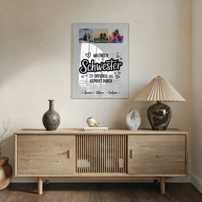 Foto Mit Acrylglas Fotocollage Schwester Weltbeste Schwester Offiziell Geprüft Durch Geschenk 5