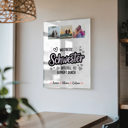 Foto Mit Acrylglas Fotocollage Schwester Weltbeste Schwester Offiziell Geprüft Durch Geschenk 4