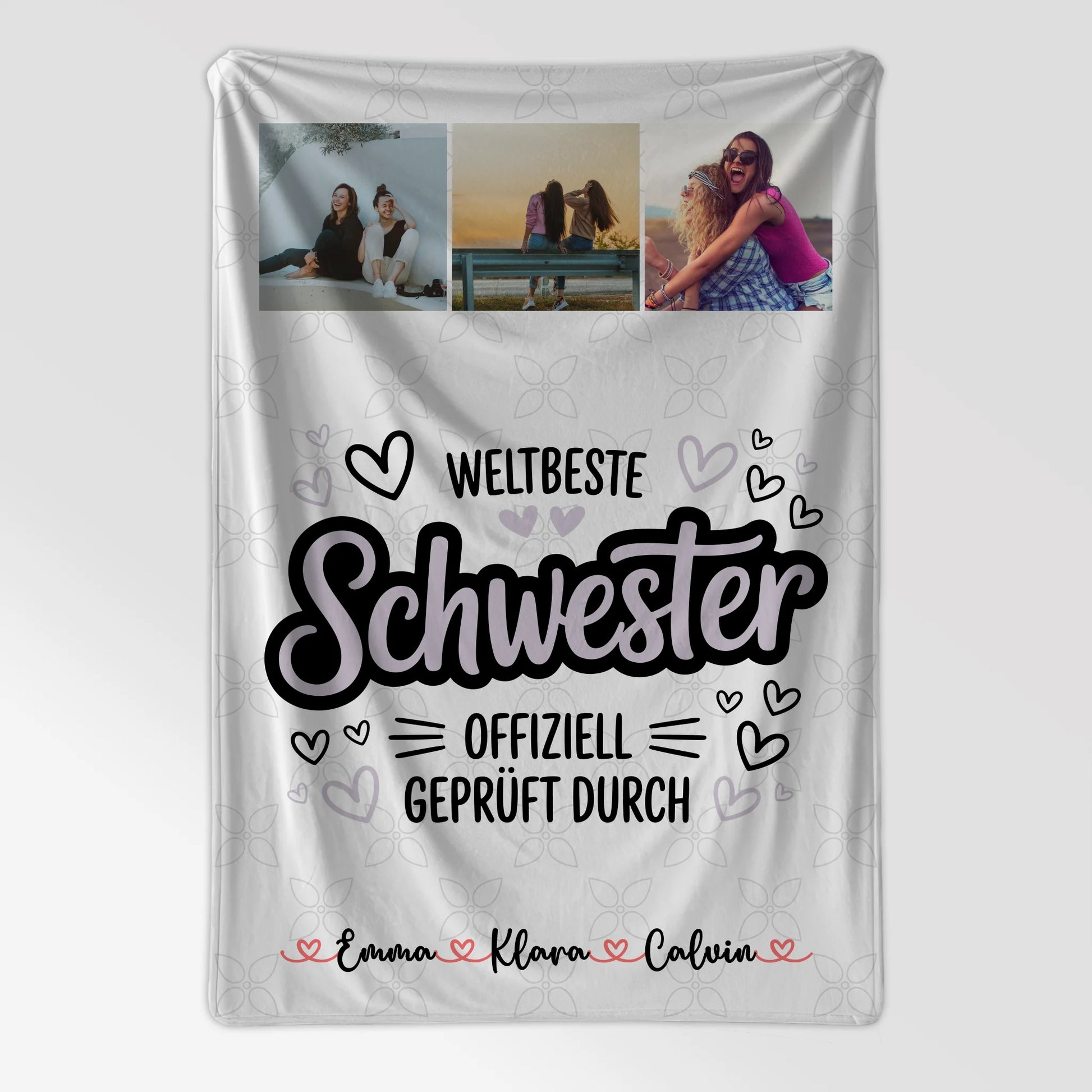 Personalisierte Decke Schwester Fotocollage Schwester Weltbeste Schwester Offiziell Geprüft Durch 7