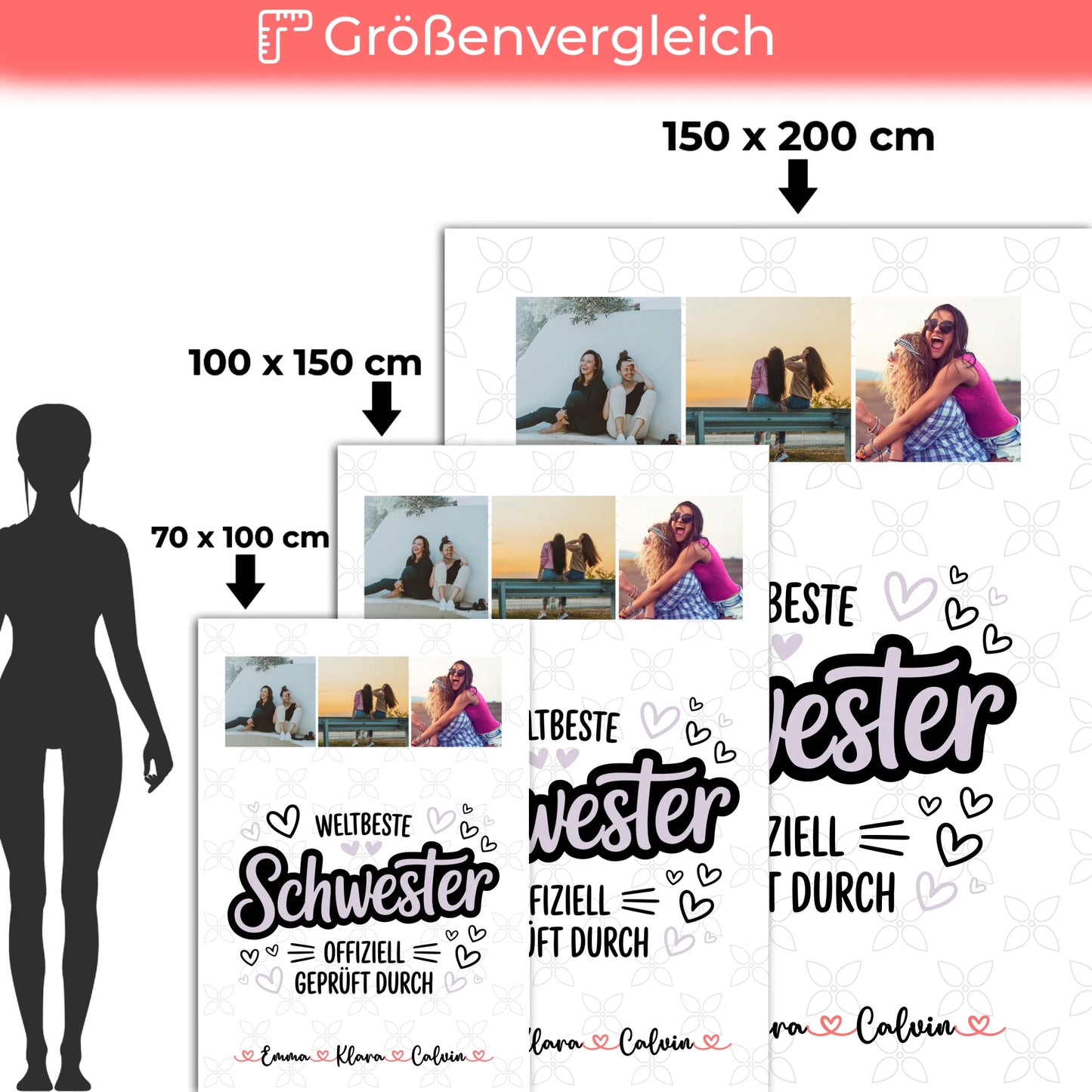 Personalisierte Decke Schwester Fotocollage Schwester Weltbeste Schwester Offiziell Geprüft Durch 5