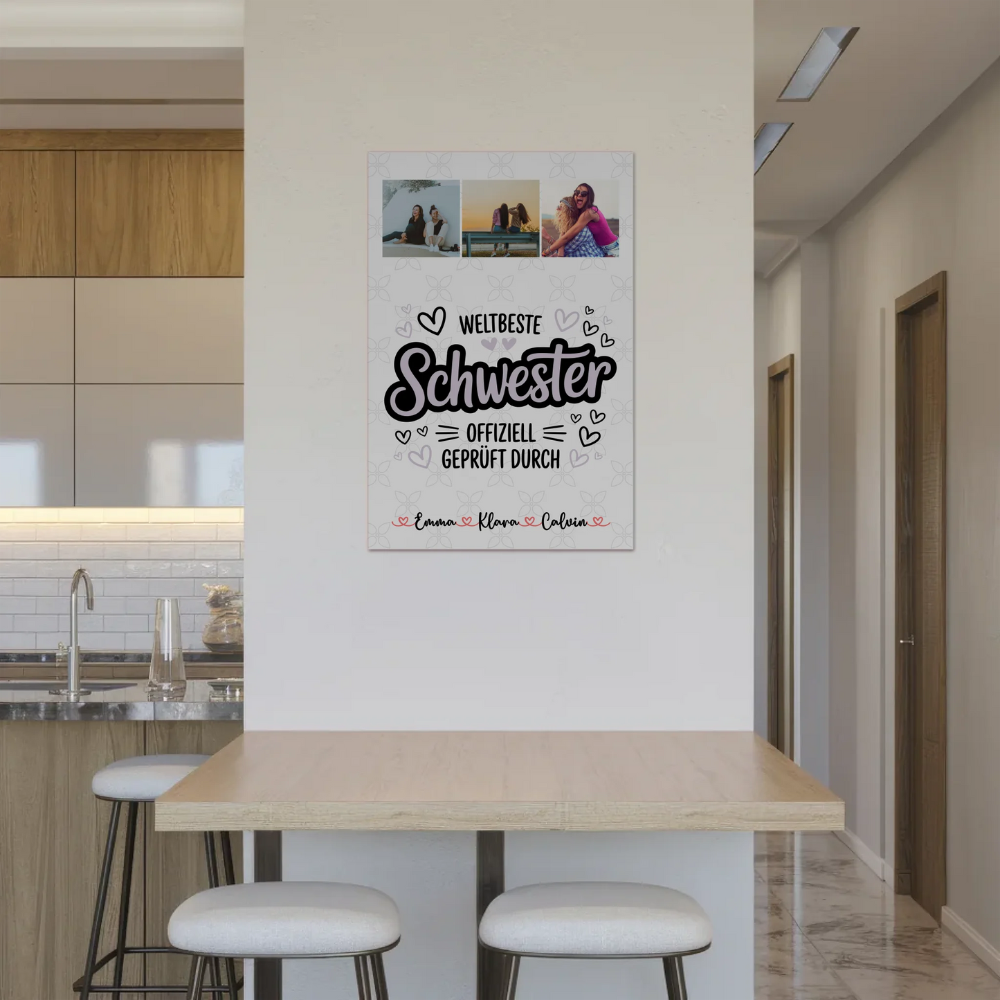 Fotoboard Magnet Wandbild Fotocollage Schwester Weltbeste Schwester Offiziell Geprüft Durch 2