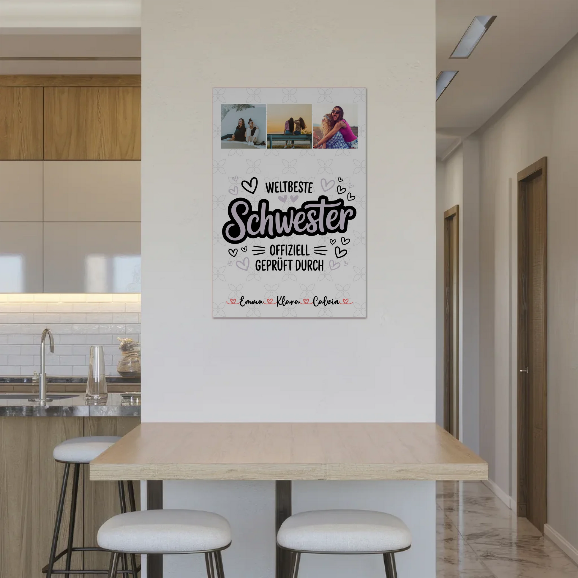 Fotoboard Magnet Wandbild Fotocollage Schwester Weltbeste Schwester Offiziell Geprüft Durch 2