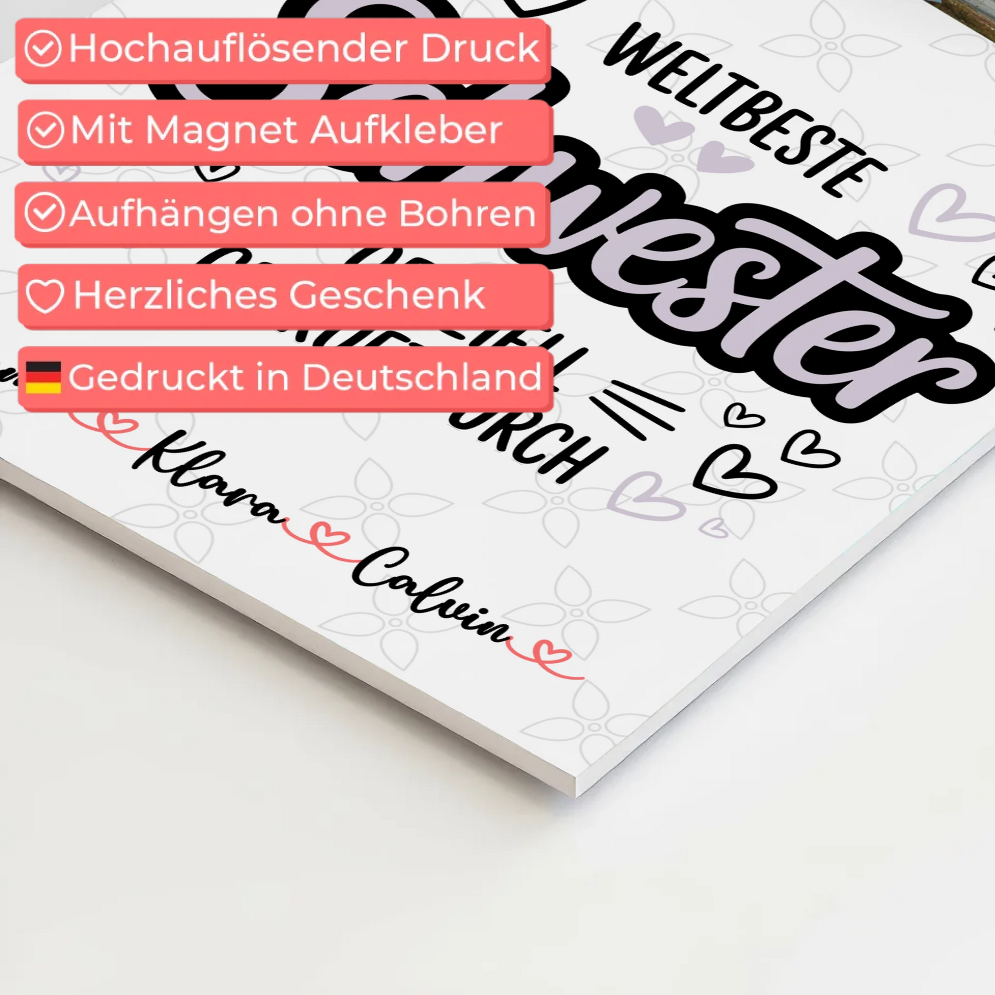 Fotoboard Magnet Wandbild Fotocollage Schwester Weltbeste Schwester Offiziell Geprüft Durch 4