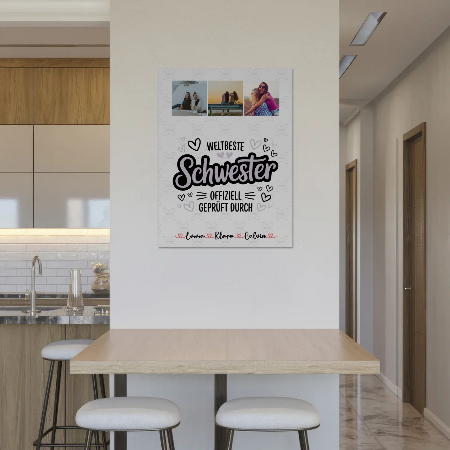 Fotoboard Magnet Wandbild Fotocollage Schwester Weltbeste Schwester Offiziell Geprüft Durch 8