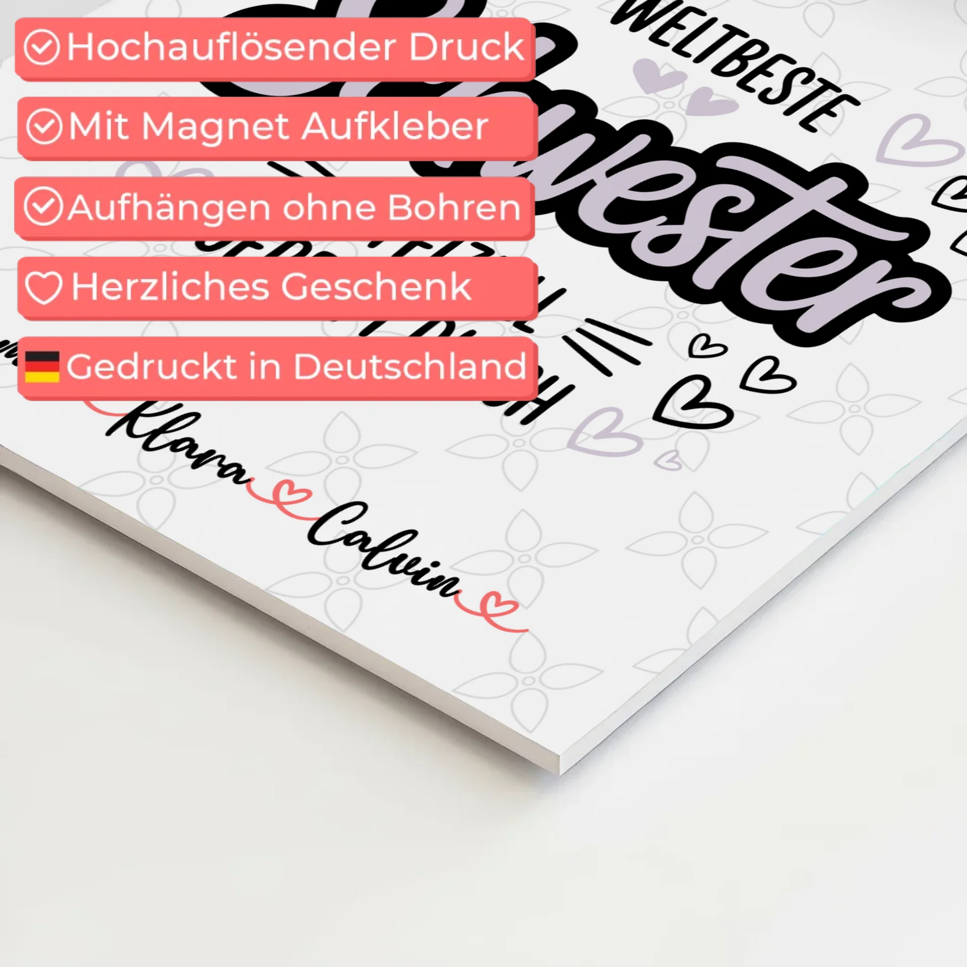 Fotoboard Magnet Wandbild Fotocollage Schwester Weltbeste Schwester Offiziell Geprüft Durch 10