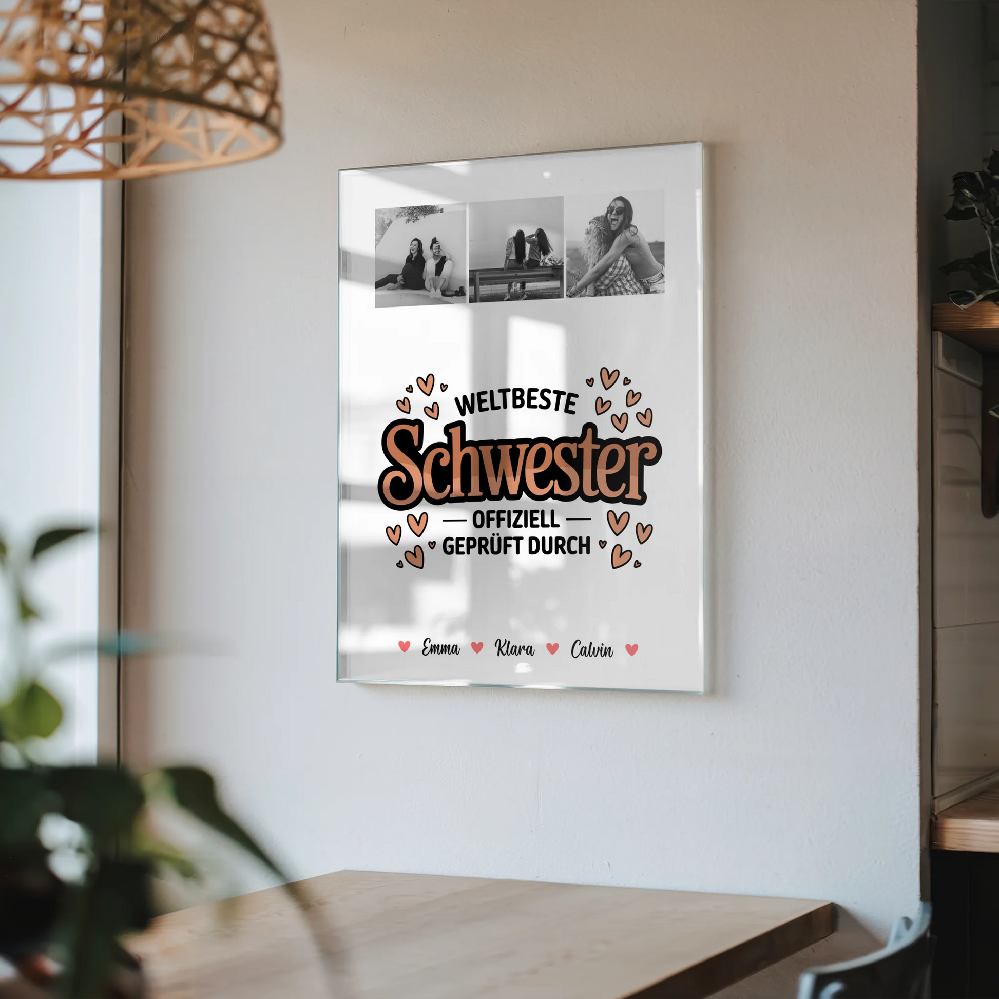 Acrylglas Mit Foto Fotocollage für Schwester Weltbeste Schwester Offiziell Geprüft Durch 4