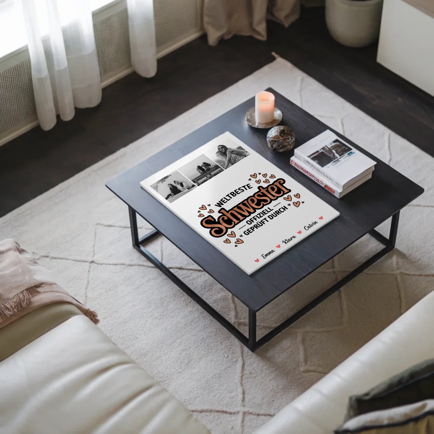 Personalisierte Fotoboard Magnet Wandbild Fotocollage für Schwester Weltbeste Schwester Offiziell Geprüft Durch 3