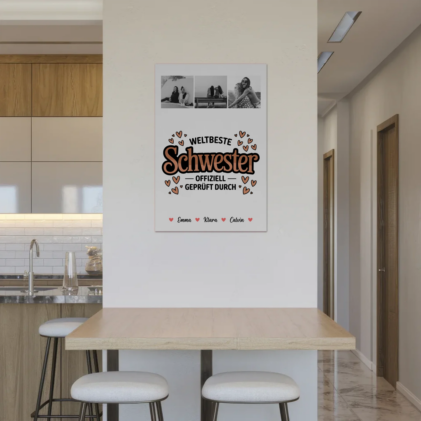 Personalisierte Fotoboard Magnet Wandbild Fotocollage für Schwester Weltbeste Schwester Offiziell Geprüft Durch 2