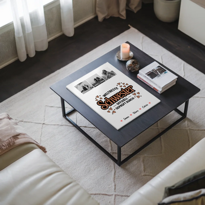 Personalisierte Fotoboard Magnet Wandbild Fotocollage für Schwester Weltbeste Schwester Offiziell Geprüft Durch 9