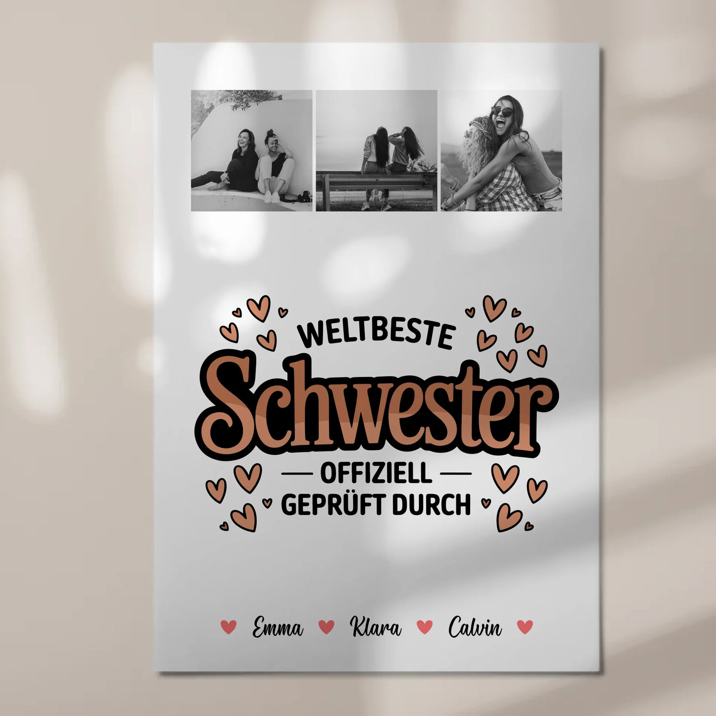 Personalisierte Fotoboard Magnet Wandbild Fotocollage für Schwester Weltbeste Schwester Offiziell Geprüft Durch 7