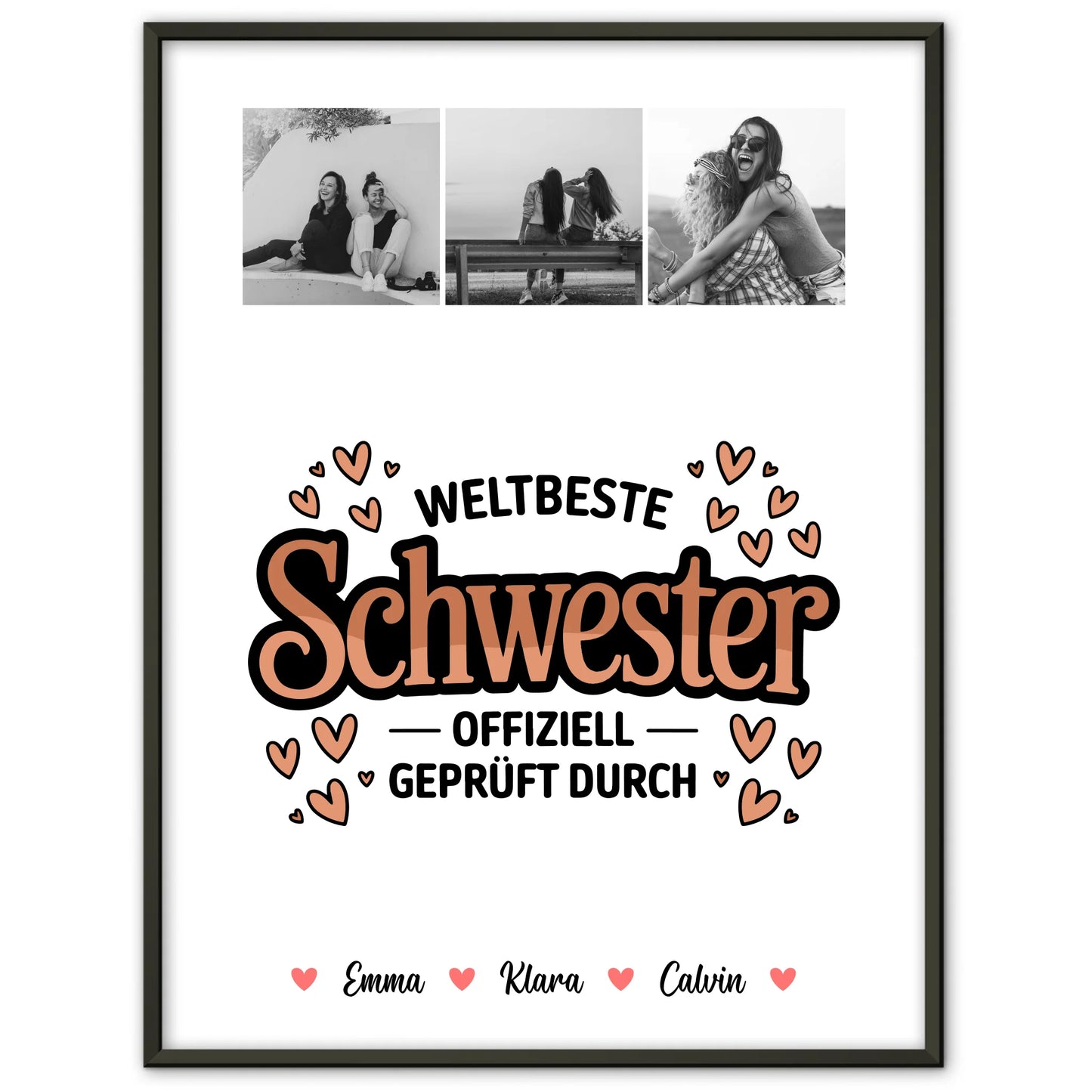 Geschwister Poster Personalisiert Fotocollage für Schwester Weltbeste Schwester Offiziell Geprüft Durch