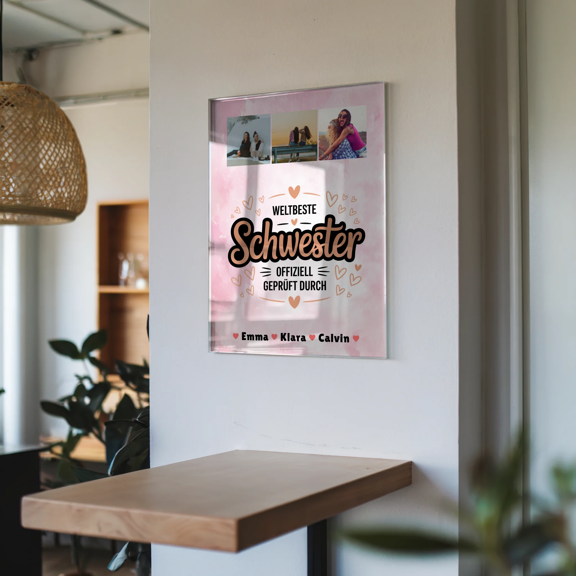 Personalisierte Geschenke mit Foto Acrylglas und Schwester Fotocollage Weltbeste Schwester Offiziell Geprüft Durch 6